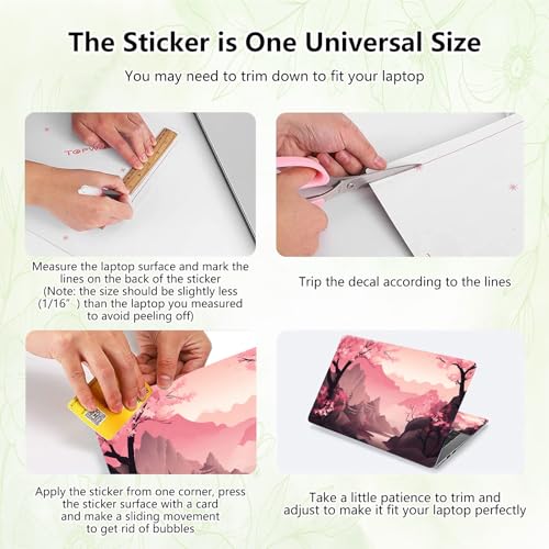 Laptop Skin Sticker Decal, Universal Reusable Vinyl Laptop Cover for 12" 13" 13.3" 14" 15" 15.4" 15.6" Notebook PC, Reusable Waterproof Scratch-Resistant with 2 Wrist Pads,Art Oriental Cherry - color: Art Oriental Cherry