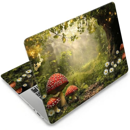 Laptop Skin 12.1-15.6 inch Removable Universal Reusable Laptop Sticker Decal,Waterproof No Residue Vinyl Cover,Scratch-Resistant Cuttable Full Wrap Sticker for Notebook, Enchanted Forest Red Mushroom - color: Enchanted Forest Red Mushroom