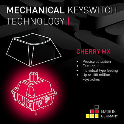 Cherry XTRFY MX 2.0S, Wired Mechanical Gaming Keyboard with RGB-Lighting, Designed in Germany, Full Key Rollover, Anti Ghosting, MX Silent RED Switches, White - color: White - MX Silent Red Switch