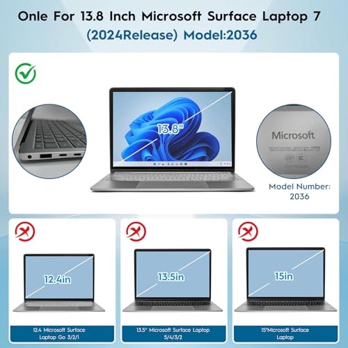 Clear Case for 13.8" Microsoft Surface Laptop 7 2024 Release (Model: 2036), PC Hard Shell Cover with Shockproof Protective Slim Snap Easily Install,Frosted Black - color: Frosted Black, size: 13.8 Inch