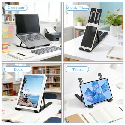 Laptop Stand for Desk, Adjustable 10-Angle Foldable Laptop Riser, Portable Black Plastic Tablet Holder, Ventilated Notebook Stand Compatible with All Laptops up to 17 Inch - color: Black
