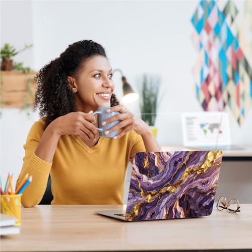 Universal Laptop Skin, DIY Cut-to-Fit Vinyl Cover Compatible with HP, Dell, Lenovo, Mac (13.3" to 15.6"), Anti-Scratch, No Residue & Bubble-Free Protective Decal Sticker, Amethyst Geode Marble - color: Amethyst Geode Marble