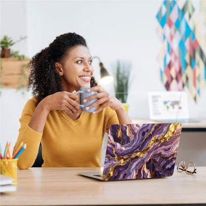 Universal Laptop Skin, DIY Cut-to-Fit Vinyl Cover Compatible with HP, Dell, Lenovo, Mac (13.3" to 15.6"), Anti-Scratch, No Residue & Bubble-Free Protective Decal Sticker, Amethyst Geode Marble - color: Amethyst Geode Marble