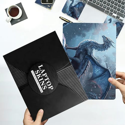 Universal Laptop Skin Sticker with 2 Wrist Pad Decals, 3-Piece Removable Vinyl Laptop Cover, Blue Dragon Waterproof Anti-Scratch, Easy-Trim Fit for 13.3" 14" 15.6" Laptops - color: Blue Dragon