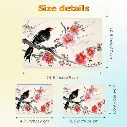 Universal Laptop Skin Sticker with 2 Wrist Pad Decals, 3-Piece Removable Vinyl Laptop Cover, Plum Blossom Waterproof Anti-Scratch, Easy-Trim Fit for 13.3" 14" 15.6" Laptops - color: Plum Blossom