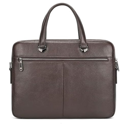 Leather Laptop Bag for Men Briefcase Fits 15.6 Inch Notebook Portable Shoulder Messenger Crossbody Bag for Travel Office - color: 821-coffee