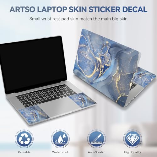 ArtSo Laptop Skin Sticker Decal, 17 17.3inch Laptop Netbook PC Notebook Universal Vinyl Reusable Skin Sticker Cover Personalized Art Case Protector, Blue Yellow Marble - color: Blue Yellow Marble