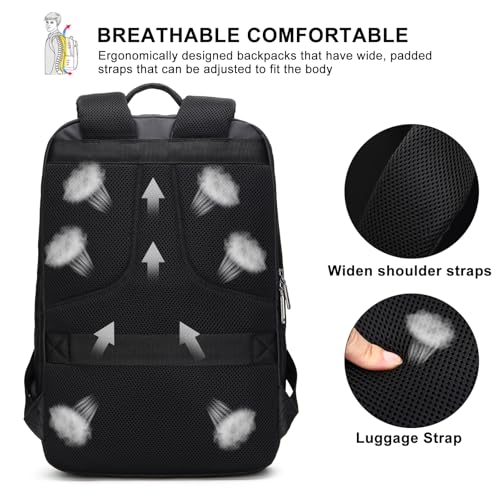 Travel Laptop Backpack for Men Women, business Work Rucksack College School Computer Bag Fits 15.6 Inch Laptop, Bookbag with USB Charging Port