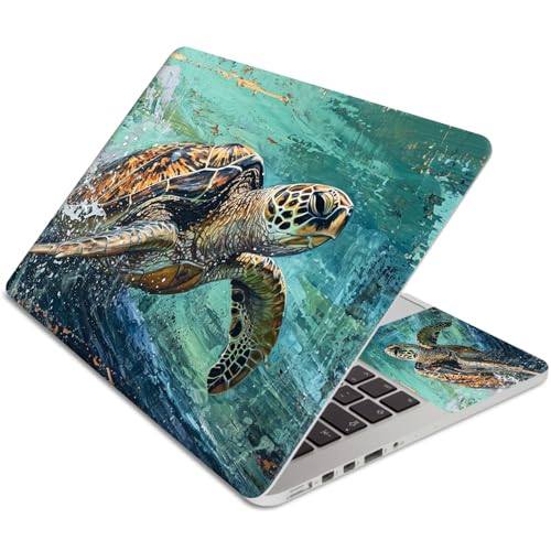 15.6 Inch Laptop Skin Sticker, Reusable Vinyl Cover Protector with 2 Wrist Pad Skins, Removable Waterproof Scratch-Resistant for 12-15.6 Inch Laptop Notebook,Sea Turtles - color: Sea Turtles