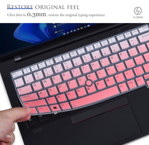 Keyboard Cover for 2024 2023 14" Lenovo Thinkpad x1 Carbon Gen 11 / Gen 10, Lenovo ThinkPad E14 Gen 6 / Gen 5, Lenovo ThinkPad T14 T14s L14 P14s Gen 4 / Gen 3 Keyboard Skin Protector-Gradual Pink - color: Gradual Pink