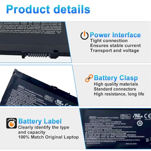52.5Wh SR03XL SR04XL L08855-855 Battery Replacement for Hp Pavilion 15-CX 15-cx0xxx 15-cx0058wm 15-cx0056wm Envy X360 15-CN 15-CP 17-BW 15-cx0xxx Series SR03052XL L08934-2C1 L08934-1B1 - size: 9.96*2.79*0.28inch SR03XL