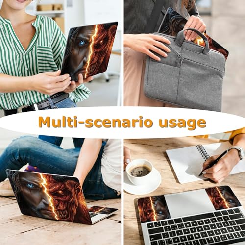 Universal Laptop Skin Sticker with 2 Wrist Pad Decals, 3-Piece Removable Vinyl Laptop Cover, Face of Jesus and Devil Waterproof Anti-Scratch, Easy-Trim Fit for 13.3" 14" 15.6" Laptops - color: Face of Jesus and Devil