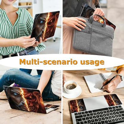 Universal Laptop Skin Sticker with 2 Wrist Pad Decals, 3-Piece Removable Vinyl Laptop Cover, Face of Jesus and Devil Waterproof Anti-Scratch, Easy-Trim Fit for 13.3" 14" 15.6" Laptops - color: Face of Jesus and Devil