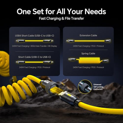 AOHI 240W 8 in 1 USB 4 Cable Set, The Future 240W PD3.1 USB C Fast Charging Cable Supports 40Gbps Data Transfer 8K HD Display for iPhone17 Pro Max MacBook Pro Air iPad Galaxy