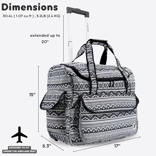 J World Donna Rolling Tote Bag on Wheels for Women. Roller Laptop Briefcase. Overnight Weekender Teachers Work, Tribal - color: Tribal
