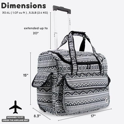 J World Donna Rolling Tote Bag on Wheels for Women. Roller Laptop Briefcase. Overnight Weekender Teachers Work, Tribal - color: Tribal