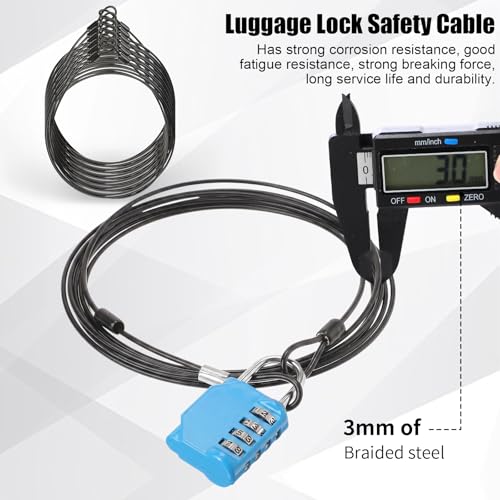 12 Pack Security Cable Luggage Lock with Loops 15 ft 3mm Braided Steel Coated Bike Cable Wire Double Loop Anti Theft Safety for U Lock, Padlock and Disc(Black) - color: Black, size: 15 Feet