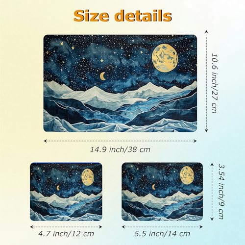 Universal Laptop Skin Sticker with 2 Wrist Pad Decals, 3-Piece Removable Vinyl Laptop Cover, Blue Wave Night Sky Waterproof Anti-Scratch, Easy-Trim Fit for 13.3" 14" 15.6" Laptops - color: Blue Wave Night Sky