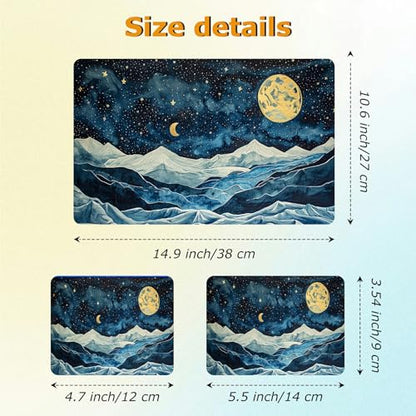 Universal Laptop Skin Sticker with 2 Wrist Pad Decals, 3-Piece Removable Vinyl Laptop Cover, Blue Wave Night Sky Waterproof Anti-Scratch, Easy-Trim Fit for 13.3" 14" 15.6" Laptops - color: Blue Wave Night Sky