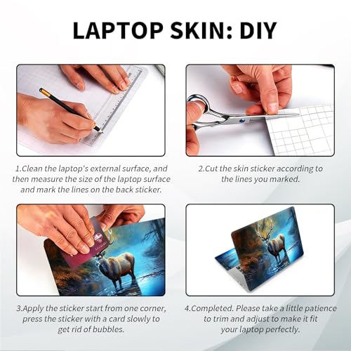 Universal Laptop Skin, DIY Cut-to-Fit Vinyl Cover Compatible with HP, Dell, Lenovo, Mac (13.3" to 15.6"), Anti-Scratch, No Residue & Bubble-Free Protective Decal Sticker, Elk River Forest Autumn - color: Elk River Forest Autumn