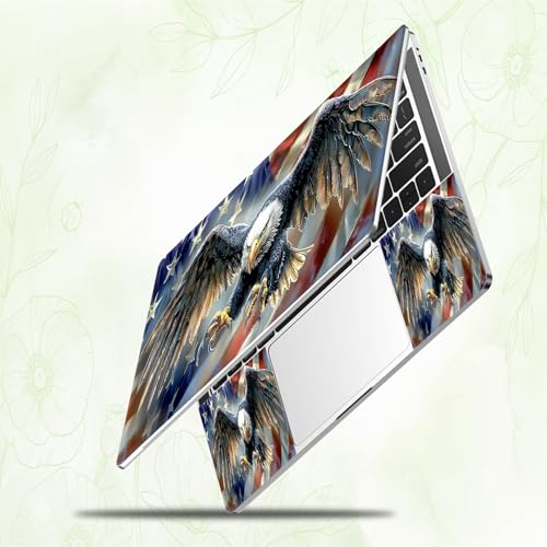 Laptop Skin Sticker Decal, Universal Reusable Vinyl Laptop Cover for 12" 13" 13.3" 14" 15" 15.4" 15.6" Notebook PC, Reusable Waterproof Scratch-Resistant with 2 Wrist Pads,Eagle American Flag - color: Eagle American Flag