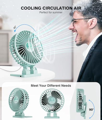 JZCreater USB Desk Fan, Mini Fan Portable, 3 Speeds Desktop Table Cooling Fan, Plug in Power Fan, Rotation Strong Wind, Quiet Personal Small Fan for Home Desktop Office Travel Bedroom, Apple Green - color: Apple Green