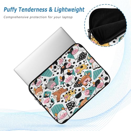 Lively Cow Pattern Padded Laptop Sleeve Case 13 Inch Soft Quilted Laptop Bag Waterproof Computer Sleeves - color: Lively Cow Pattern, size: Medium