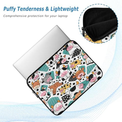 Lively Cow Pattern 15-16 Inch Quilted Laptop Sleeve Case Soft Notebook Protector Bag Computer Carrying Case - color: Lively Cow Pattern, size: Large