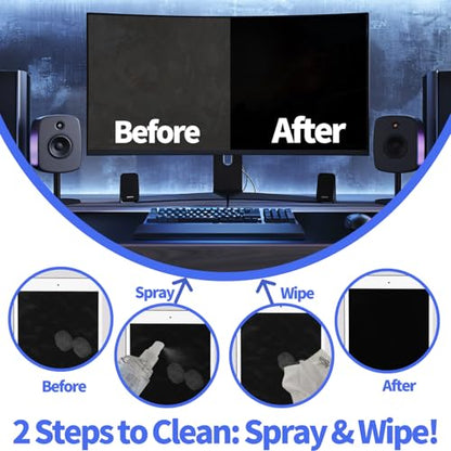 2 Pcs Car Screen Cleaner, Blue | Electronic Touch Screens Cleaning Kit, For LCD Display TV Laptop Computer Tablet PC Flat Screens - color: Blue