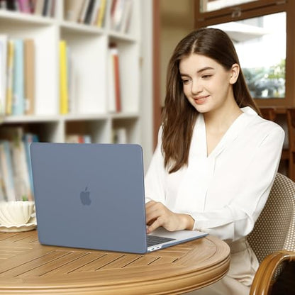MOSISO Compatible with MacBook Air 13 inch Case M1 2021 2020 2019 2018 | A2337 A2179 A1932, Protective Hard Shell&Keyboard Cover&Screen Film&Pouch for MacBook Air 13.3 inch Case, Haze Blue - color: Haze Blue