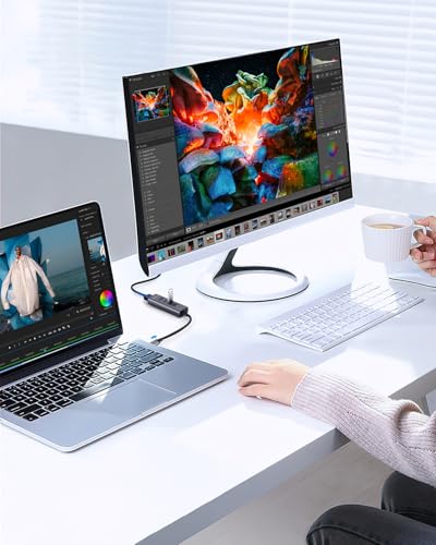 TWOPAN USB-C Hub with 4K HDMI, 4 USB 3.0 Ports, 5Gbps Data Transfer – Ultra-Compact Aluminum Adapter for MacBook, iPad Pro, XPS, Surface, ThinkPad & USB-C Laptops - color: Grey