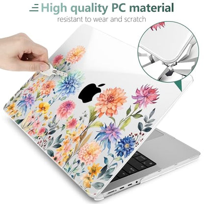TWOLSKOO Compatible with MacBook Pro 14 inch Case M5 2026 2025-2021 Release M4 M3 M2 M1 Pro/Max Chip, Plastic Hard Shell & Keyboard Cover & Screen Protector & Trackpad Film, Beautiful Flowers - color: Beautiful Flowers