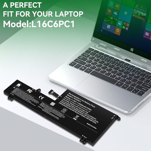Futurebatt L16C6PC1 Laptop Battery Replacement for Lenovo Yoga 720-15Ikb Series Notebook L16M6PC1 L16L6PC1 5B10M53745 5B10M53743 5B10M53744 11.52V 72Wh 6268mAh - size: L16C6PC1 11.61 5.51 0.98in