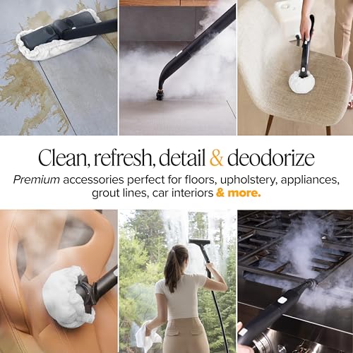 Dupray Steam Cleaning Pack Pro - Kit for Dupray Steam Cleaner | 24-Piece accessory kit | Microfiber cloths & bonnets, nylon, brass, horsehair and stainless brushes, felt storage bag