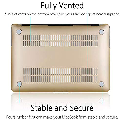 UESWILL Luxury Gold Matte Hard Shell Case Cover Compatible with MacBook Air 11 inch Model A1370 A1465 + Microfibre Cleaning Cloth, Gold - color: Gold, size: MacBook Air 11"