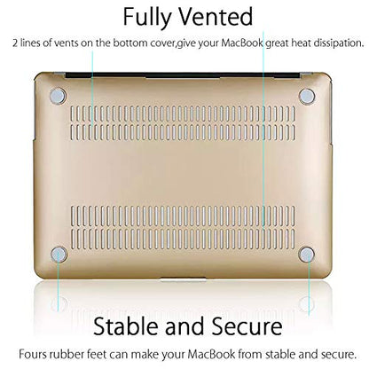UESWILL Luxury Gold Matte Hard Shell Case Cover Compatible with MacBook Air 11 inch Model A1370 A1465 + Microfibre Cleaning Cloth, Gold - color: Gold, size: MacBook Air 11"