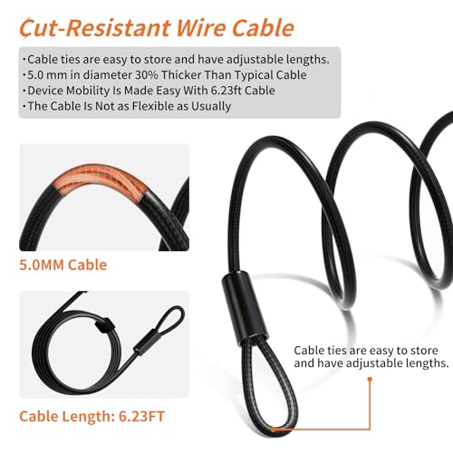 Computer Lock Laptop Lock with Slot Plate 6.23 ft Combination Security Locking Cable Digital Password Protection Lock Cable Anti Theft Lock for Laptop Computer Notebook and Other Device