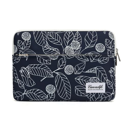 canvaslife Waterproof Pattern 13 inch Canvas Laptop Sleeve with Pocket 13 inch 13.3 inch Laptop 13 case13 Sleeve (Blue Leaves) - color: Blue Leaves, size: 13 inch/13.3 inch