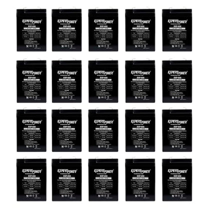 ExpertPower EXP650 (20 Pack) - 6V 5Ah / 20HR SLA Rechargeable 6V Battery for Ride on Toys, Emergency Light, Exit Sign Battery Replacement, Sealed Lead Acid 6 Volt Batteries with F1 Terminals - size: 6V 5Ah - 20 Pack