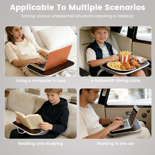 Portable Lap Laptop Desk with Pillow Cushion, Fits up to 15.6 inch Laptop, with Anti-Slip Strip & Storage Function for Home Office Students Use as Computer Laptop Stand, Book Tablet