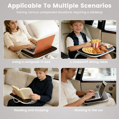 Portable Lap Laptop Desk with Pillow Cushion, Fits up to 15.6 inch Laptop, with Anti-Slip Strip & Storage Function for Home Office Students Use as Computer Laptop Stand, Book Tablet