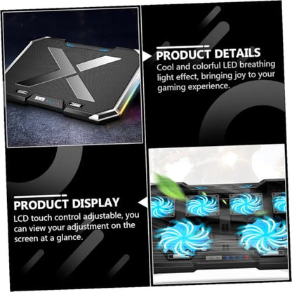 Angoily RGB Laptop Cooling Pad Adjustable Height Quiet Fan for Gaming Laptops Design for Air Cooling and Enhanced Gaming