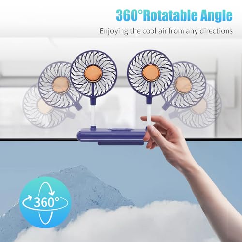 Desktop Fan with LED Lights, Monitor Clip on Fan with 2 Rotatable Heads, 3 Speeds Office Desk Fans Small Quiet Sturdy Adjustable Clamp, Strong Wind Personal Cooling Fans for Laptop, Desktop. - color: Blue Fan with Lights