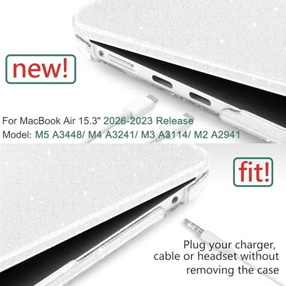 Clear Glitter Case for MacBook Air 15 Inch M5 M4 M3 M2 (2026-2023) A3448 A3241 A3114 A2941, Protective Hard Shell Cover Compatible with Touch ID & Liquid Retina Display - Star Clear - color: Star Clear