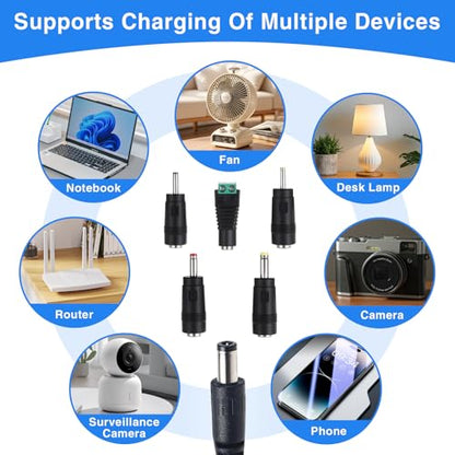 11Pcs DC Adapter Plug, Universal 5.5 x 2.1mm DC AC Power Connector | Power Supply Plug Jack Tips for Monitor, Webcam, Router, Mini PC, CCTV, Bluetooth Speaker