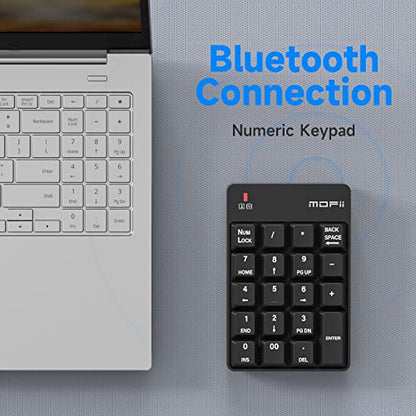 MOFII Number Pad - Black Wireless Bluetooth 5.1 Numeric Keypad Silent 19 Keys USB Keypads, Portable Financial Accounting Numpad 10 Key for Laptop/Notebook/Surface Pro/PC - color: Black-C