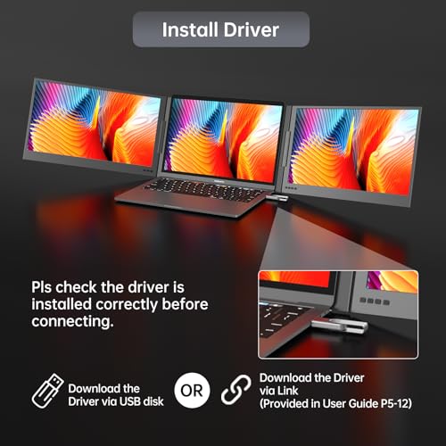 MT-VIKI 15.6 inch Laptop Screen Extender, Potable Monitor for Laptop Only One USB-C Cable Connection, Compatiable with Win/Mac (M1~M5), FHD 1080P, 360° Rotation【Included Carrying Bag】 - size: 15.6"