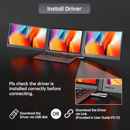 MT-VIKI 15.6 inch Laptop Screen Extender, Potable Monitor for Laptop Only One USB-C Cable Connection, Compatiable with Win/Mac (M1~M5), FHD 1080P, 360° Rotation【Included Carrying Bag】 - size: 15.6"