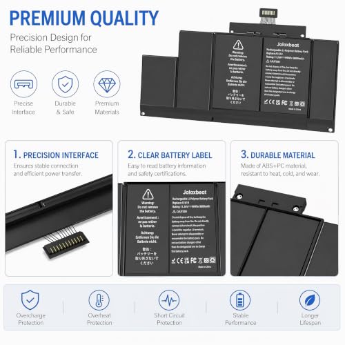 A1398 A1618 Battery Replacement for Apple MacBook Pro 15 inch Retina A1398 Mid 2015 - Long Lasting [99Wh 11.26V 8800mAh] - size: 12.8*4.02*0.35inch A1618