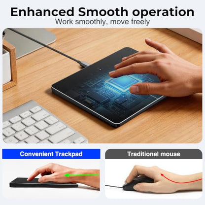 Wired Trackpad for Windows 10/11 – High-Precision Multi-Touch Portable Touchpad Mouse with Multi-Gesture, Ultra-Slim Aluminum Design, Compatibility for PC, Laptop, and Desktop Computers (dark) - color: dark